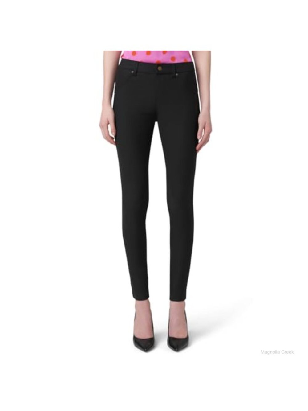 High Waist Denim Leggings Cotton Blend Pull On Skinny Fit